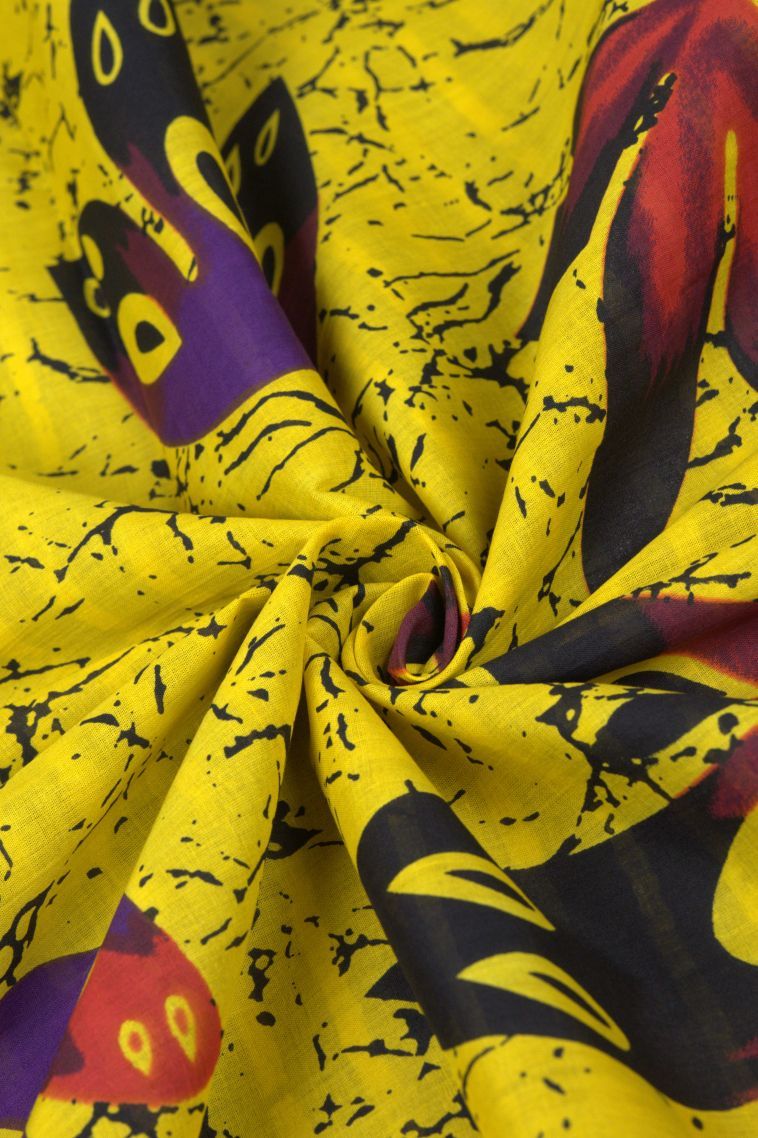 Lemon Yellow Cotton Sarees with Without Zari Zari Floral Patterns view 4