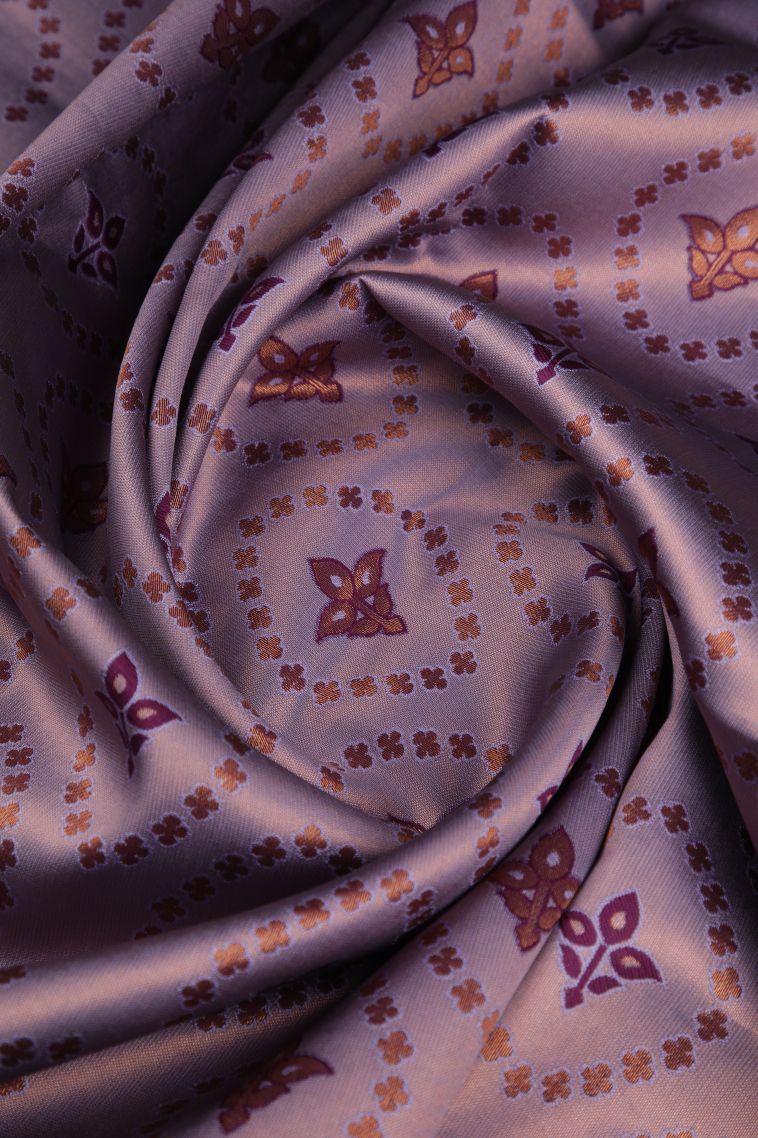 Heather Purple Apoorva Silk Sarees with Copper Zari Floral Patterns view 4