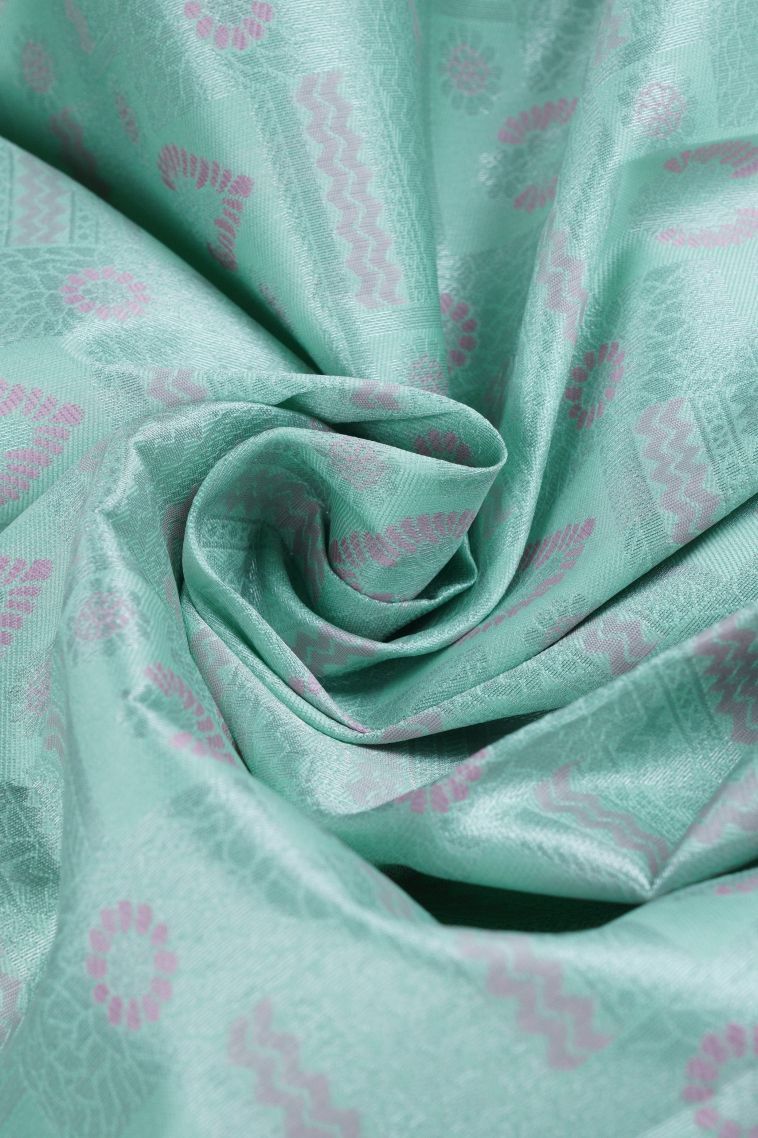 Arctic Blue Visiri Madippu Silk Sarees with Silver Zari Floral Patterns view 4