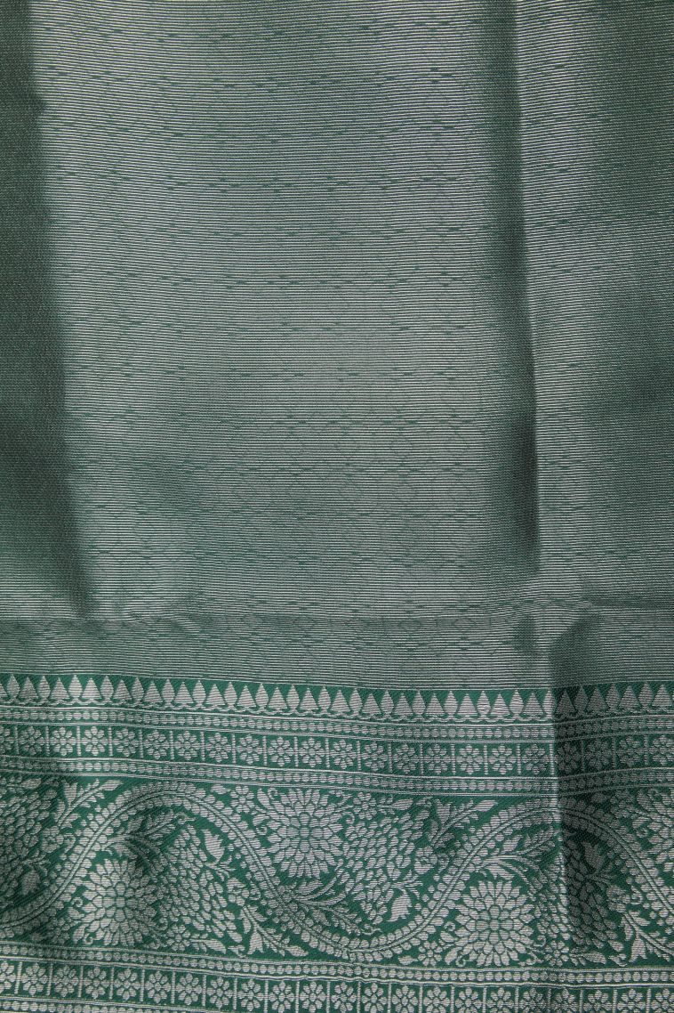 Pistachio Green Apoorva Silk Sarees with Silver Zari Floral Patterns view 3