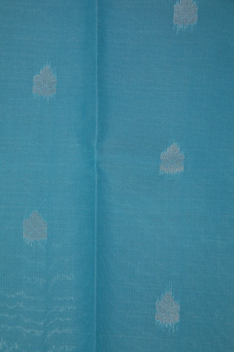 Sky Blue Visiri Madippu Silk Sarees with Silver Zari Floral Patterns view 3