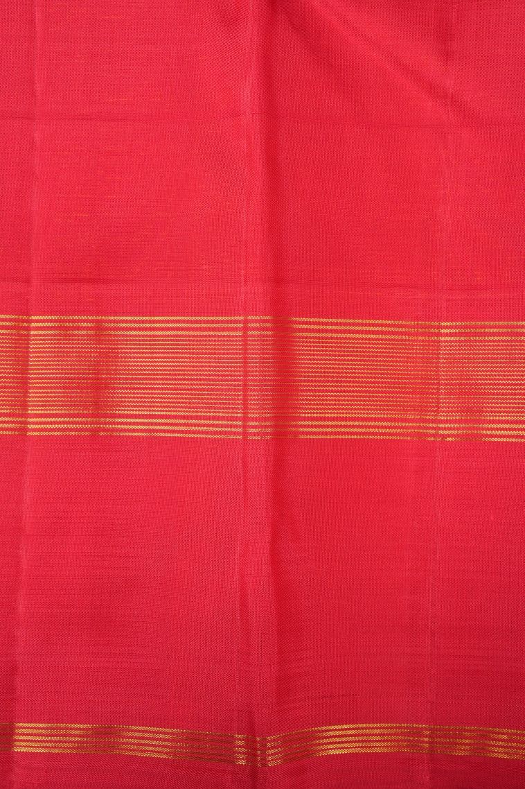 Cream White Kanchipuram Silk Sarees with Gold Zari Checks view 3