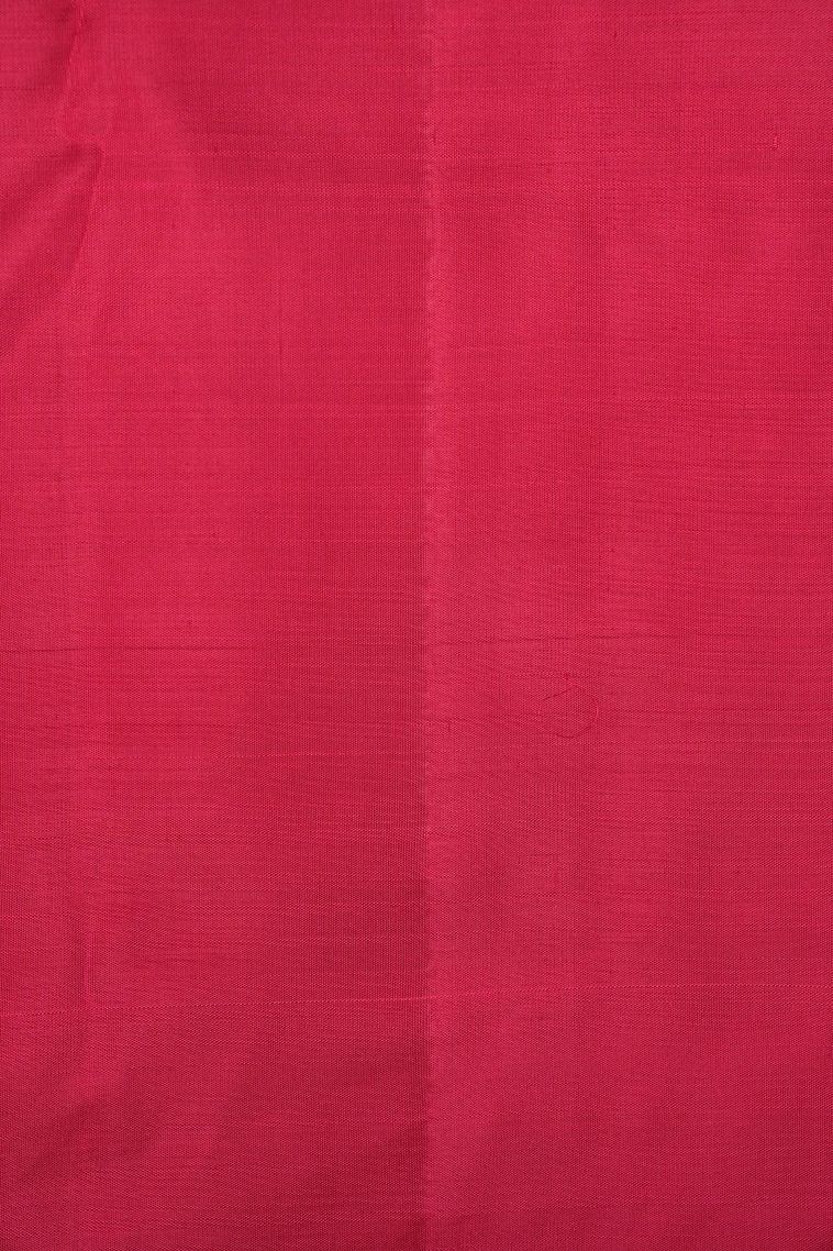 Crimson Red Kanchipuram Silk Sarees with Gold Zari Checks view 3