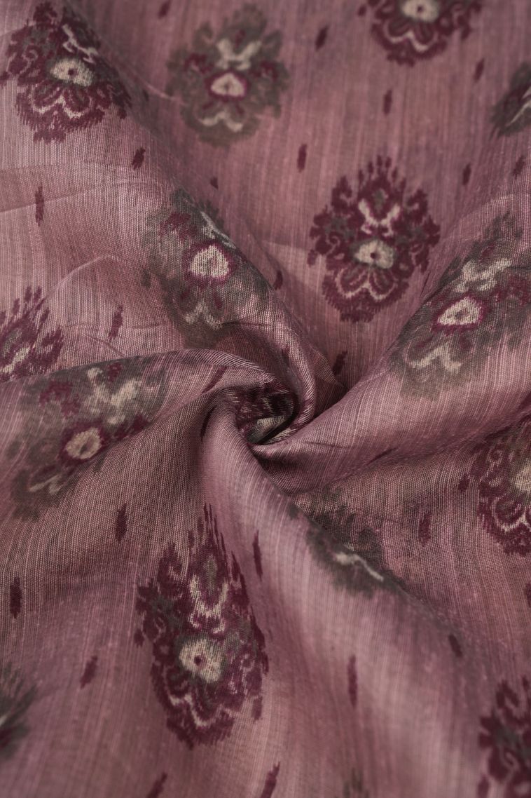 Tawny Brown Chanderi Cotton Sarees with Without Zari Zari Floral Patterns view 4