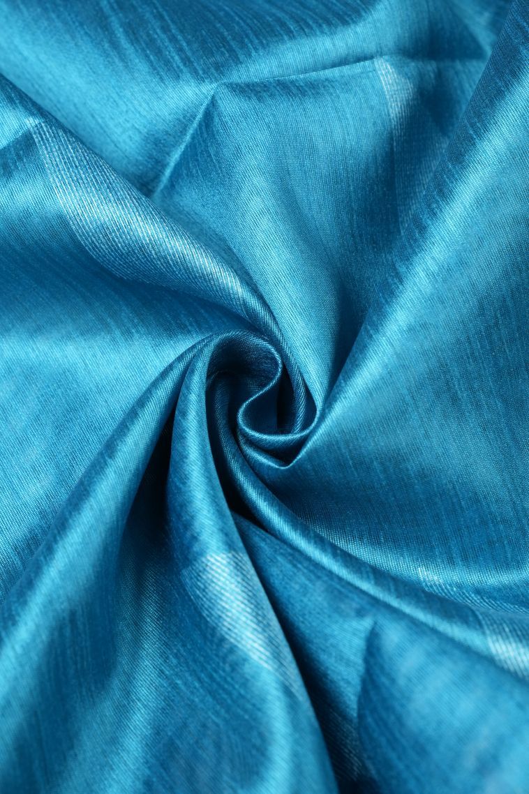 Cerulean Blue Tussar Saree with Without Zari Zari Buttis (small Dots Or Motifs) view 4