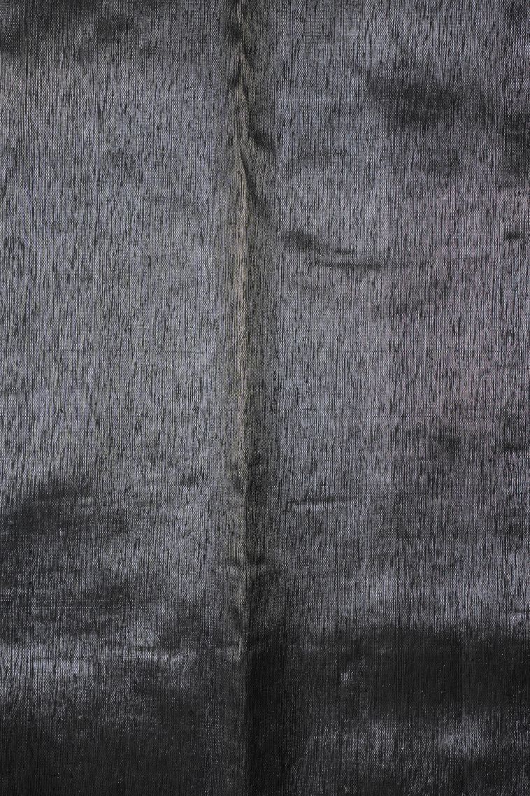 Rock Black Kanchipuram Silk Sarees with Silver Zari Buttis (small Dots Or Motifs) view 3