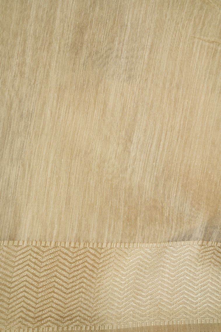 Cream White Chanderi Cotton Sarees with Without Zari Zari Floral Patterns view 3