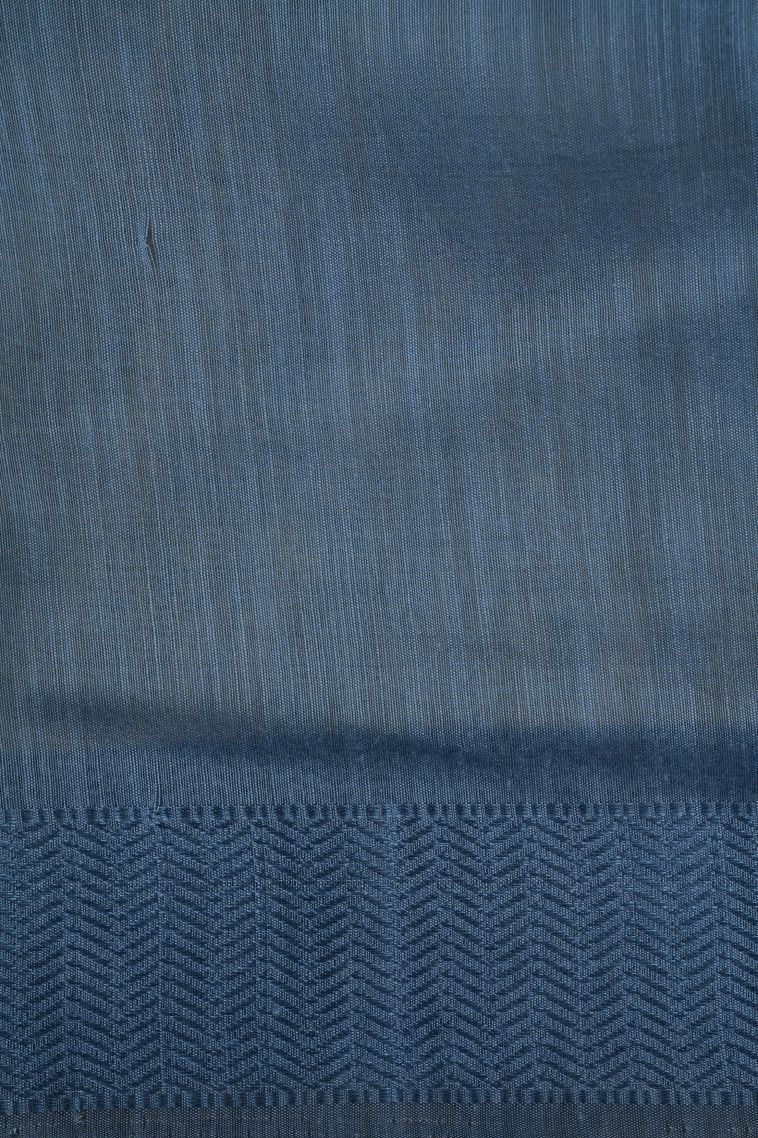 Daffane Blue Chanderi Cotton Sarees with Without Zari Zari Floral Patterns view 3