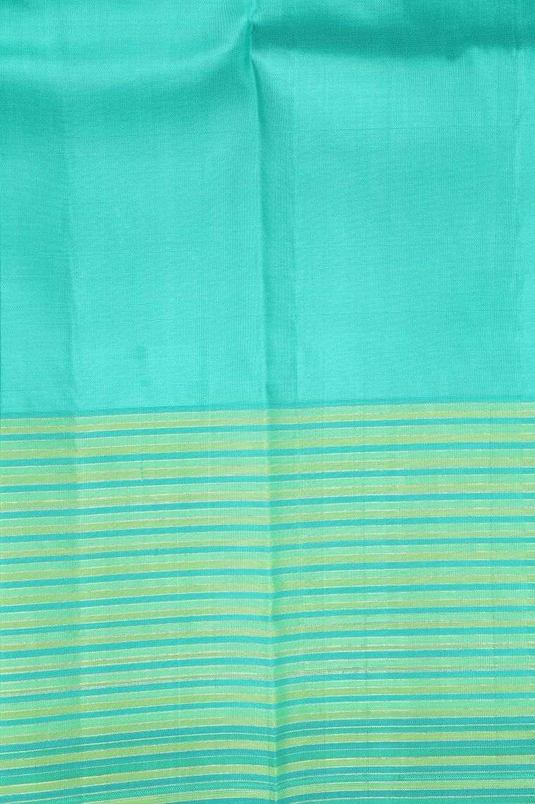 Bottle Green Kanchipuram Silk Sarees with Gold Zari Stripes view 3