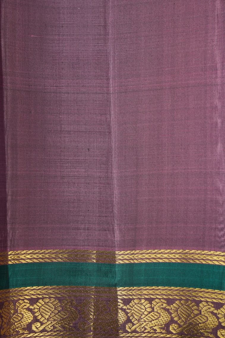 Rock Black Kanchipuram Silk Sarees with Gold Zari Checks view 3