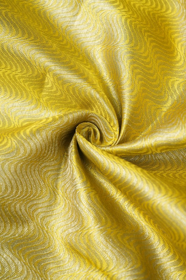 Gold Kanchipuram Silk Sarees with Gold Zari Floral Patterns view 4