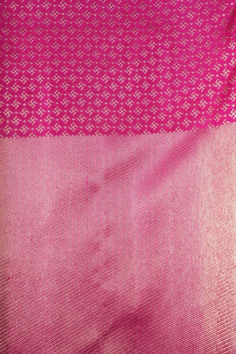 Magenta  Pink Kanchipuram Silk Sarees with Gold Zari Floral Patterns view 3