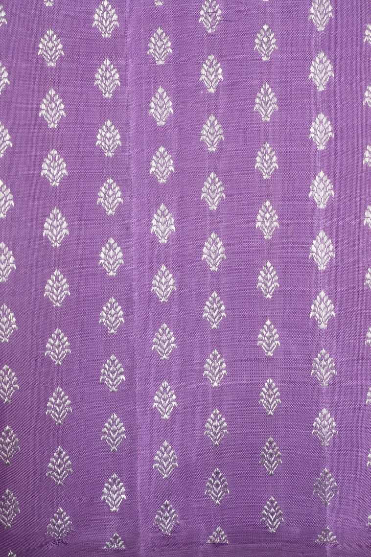 Arctic Blue Kanchipuram Silk Sarees with Silver Zari Stripes view 3