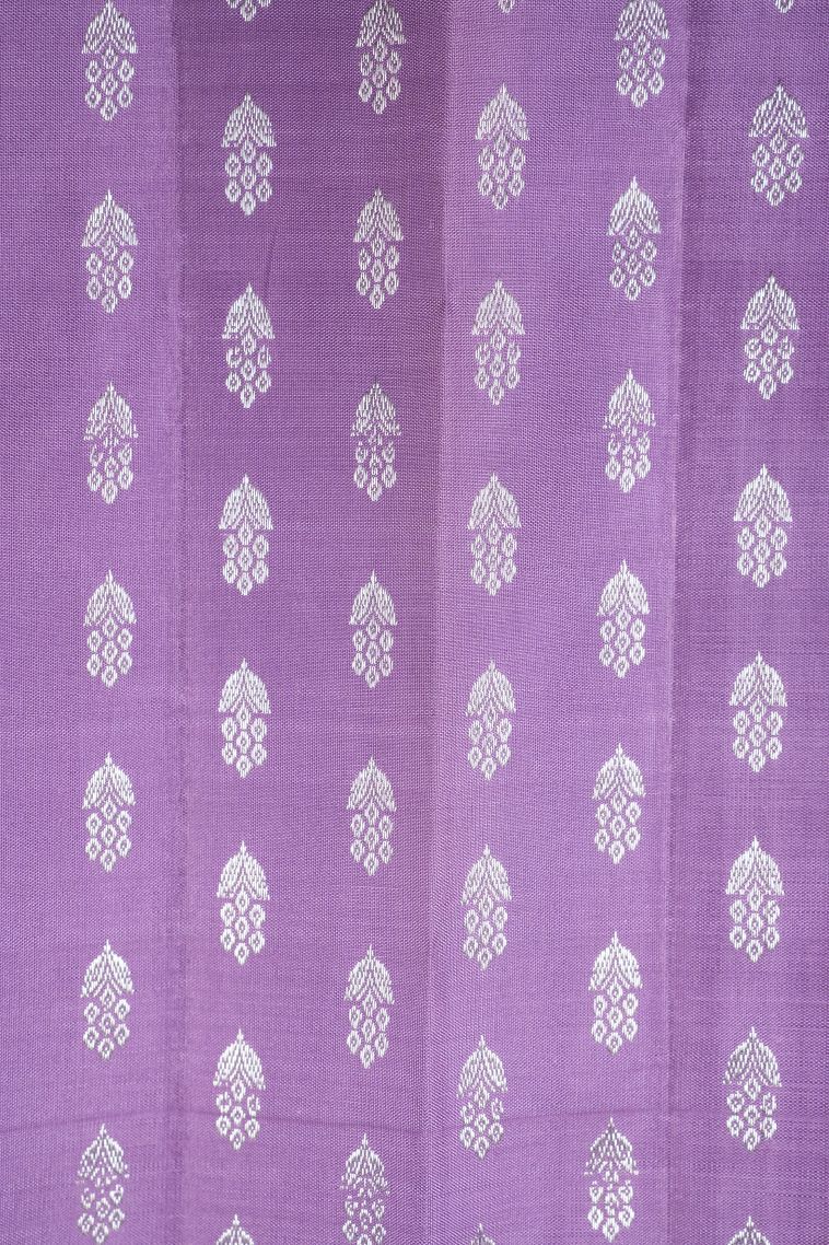 Mint Green Kanchipuram Silk Sarees with Silver Zari Buttis (small Dots Or Motifs) view 3