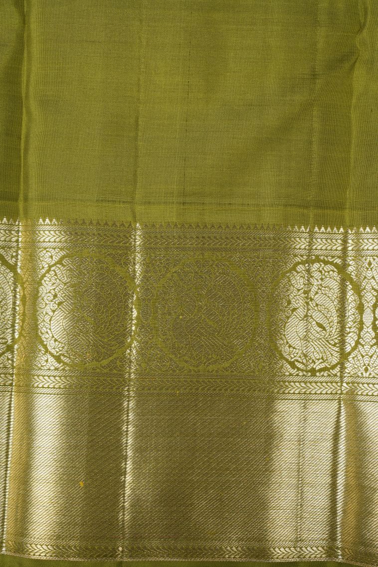 Lean Pink Kanchipuram Silk Sarees with Silver Zari Checks view 3