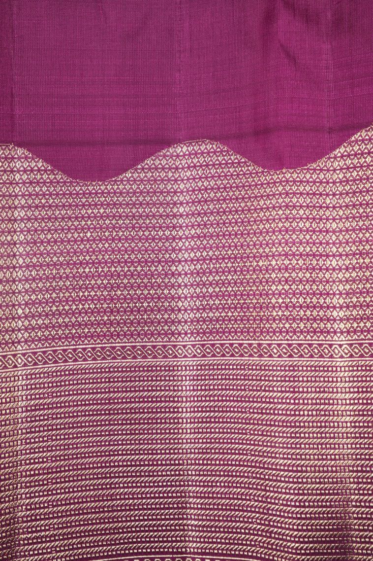 Magenta Purple Kanchipuram Silk Sarees with Gold Zari Buttis (small Dots Or Motifs) view 3