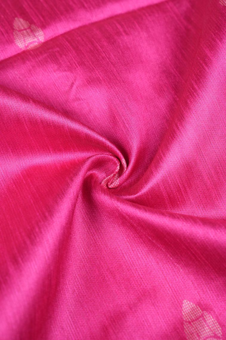 Fuscia Pink Tussar Saree with Without Zari Zari Buttis (small Dots Or Motifs) view 4