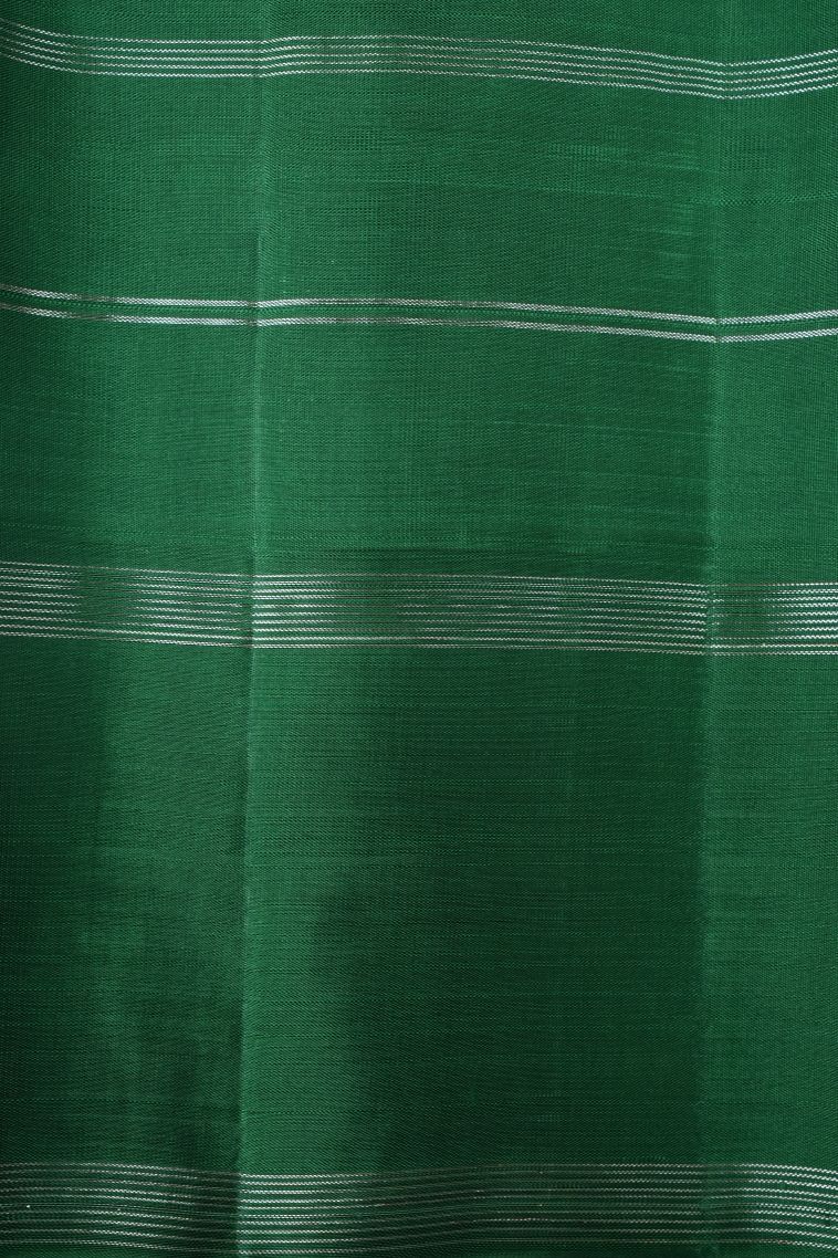 Mint Green Kanchipuram Silk Sarees with Silver Zari Checks view 3
