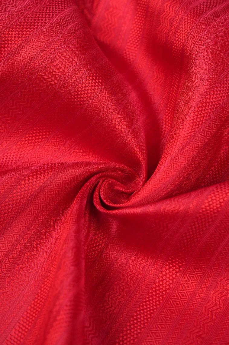 Rose  Red Kanchipuram Silk Sarees with Gold Zari Stripes view 4