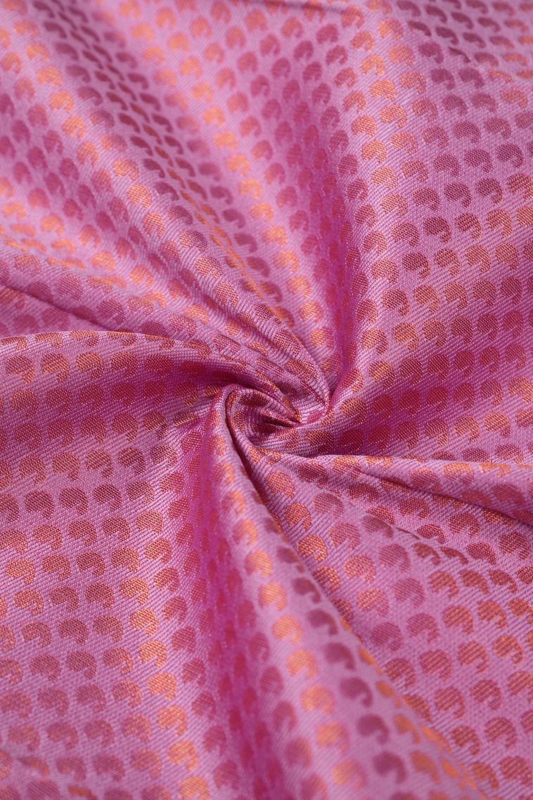 Lean Pink Visiri Madippu Silk Sarees with Copper Zari Floral Patterns view 4