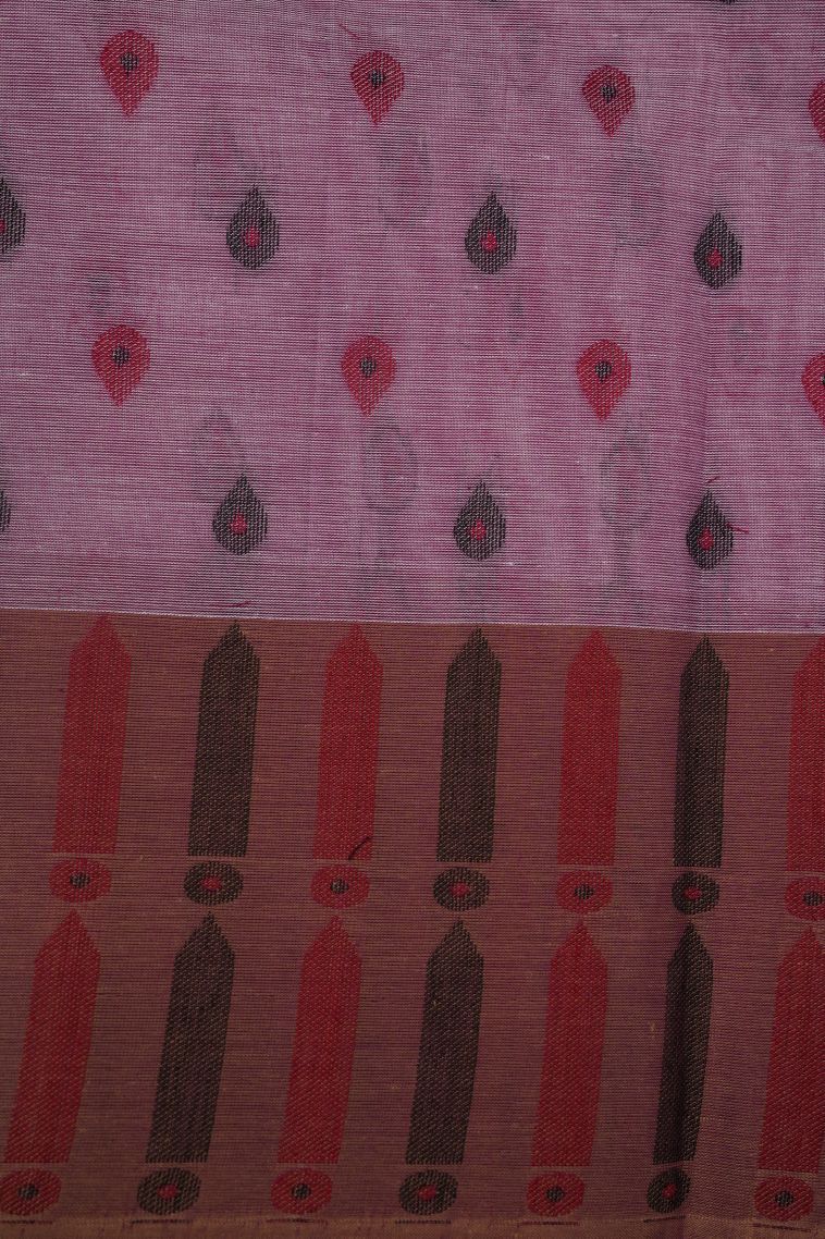 Lean Pink Kanchi Cotton Sarees with Without Zari Zari Buttis (small Dots Or Motifs) view 3