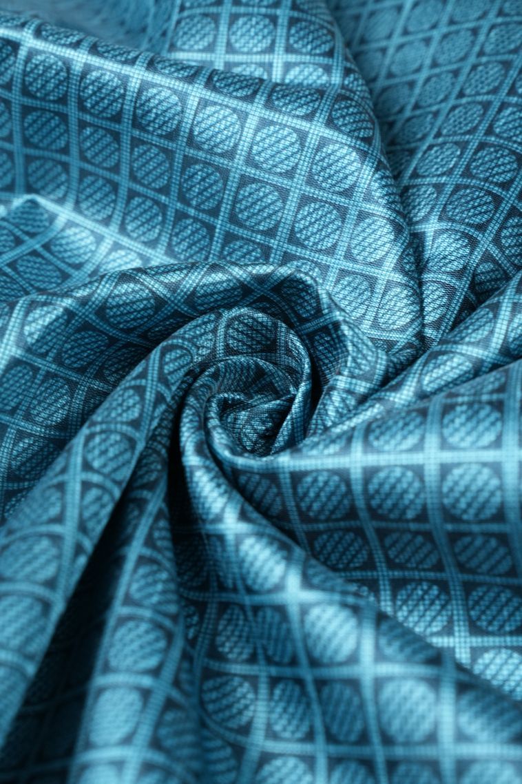 Ocean Blue Tussar Saree with Without Zari Zari Geometric Shapes view 4