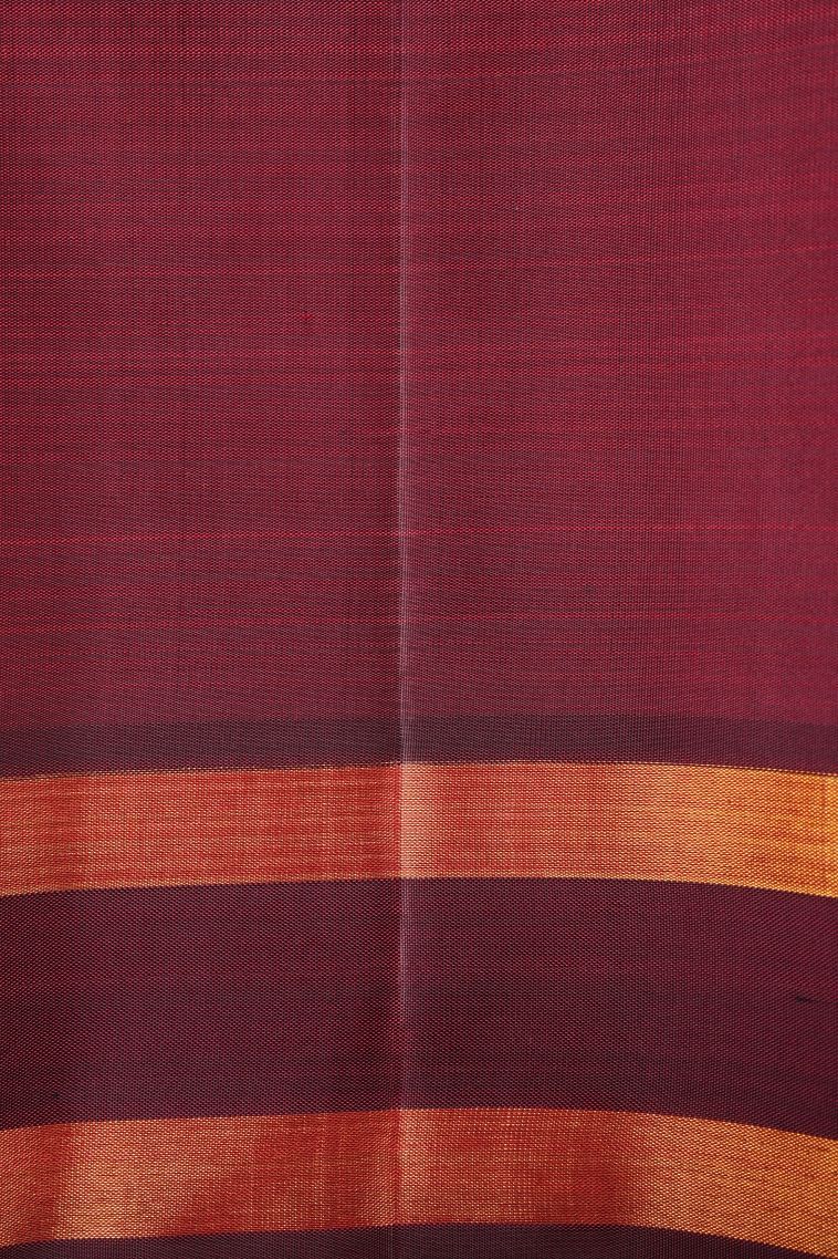 Cherry  Red Kanchipuram Silk Sarees with Gold Zari Buttis (small Dots Or Motifs) view 3
