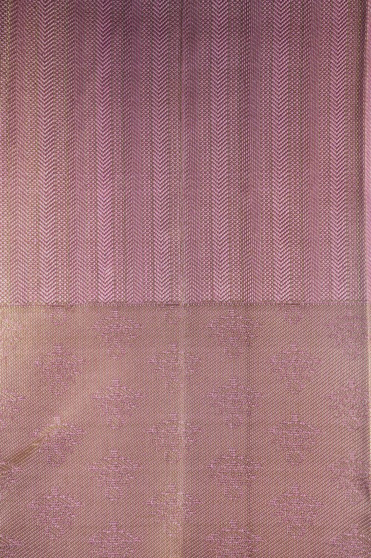 Gray Black Kanchipuram Silk Sarees with Silver Zari Floral Patterns view 3