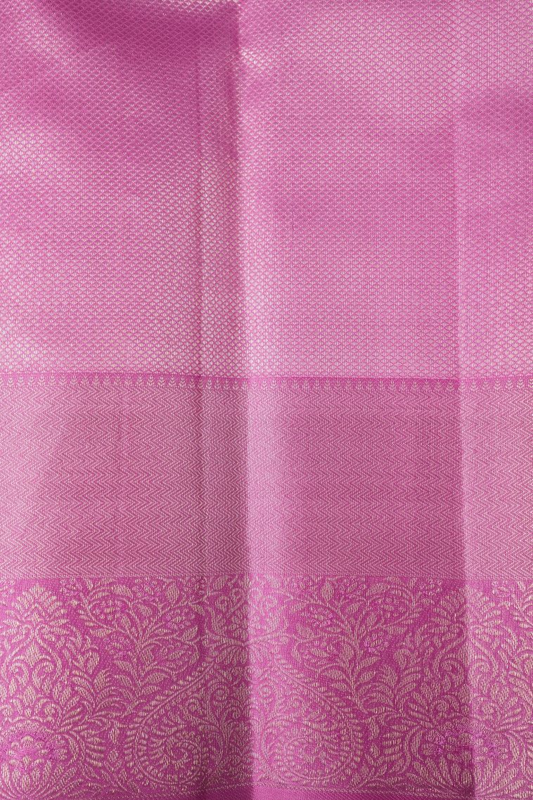 Merigold Orange Kanchipuram Silk Sarees with Gold Zari Floral Patterns view 3