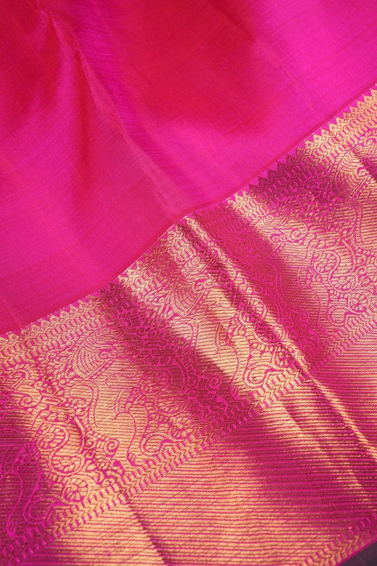 Magenta  Pink Kanchipuram Silk Sarees with Gold Zari Buttis (small Dots Or Motifs) view 3