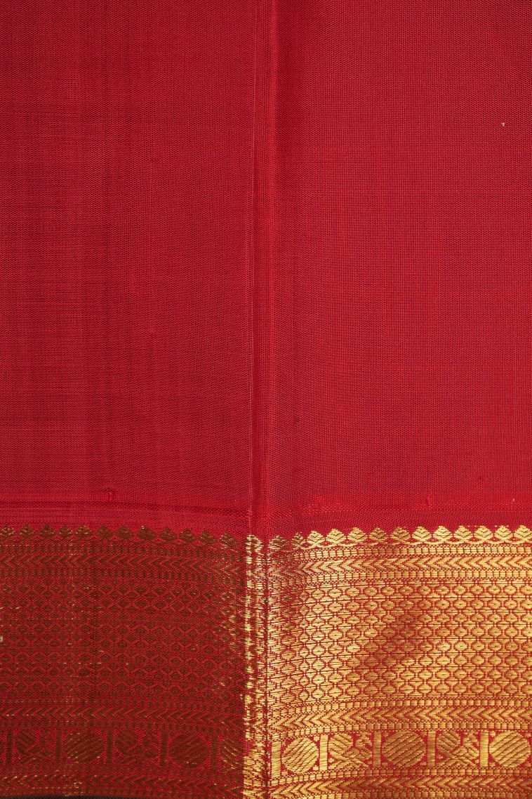 Pine Green Kanchipuram Silk Sarees with Gold Zari Buttis (small Dots Or Motifs) view 3
