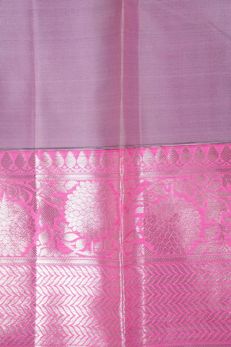 Crepe Pink Kanchipuram Silk Sarees with Without Zari Zari Floral Patterns view 3