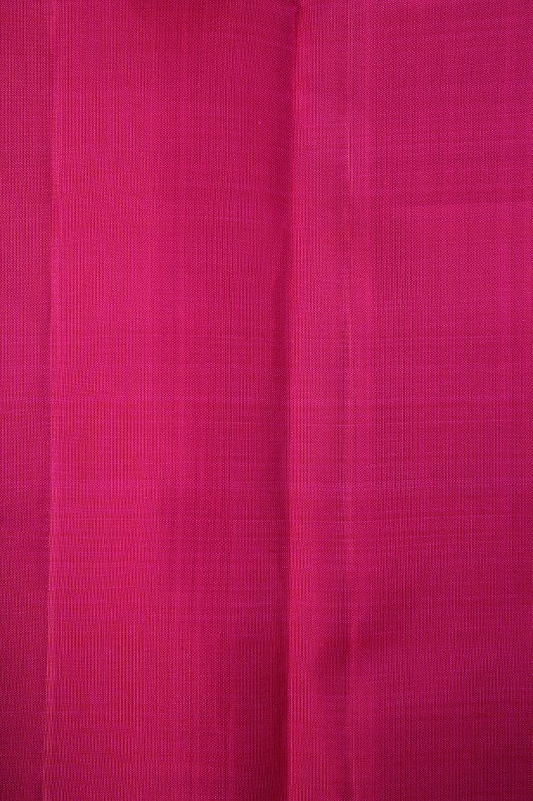 Magenta  Pink Kanchipuram Silk Sarees with Silver Zari Stripes view 3