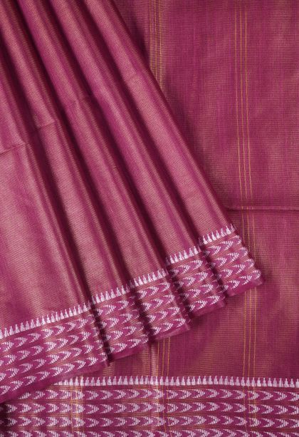 Magenta Purple Tussar Saree with Without Zari Zari Plain