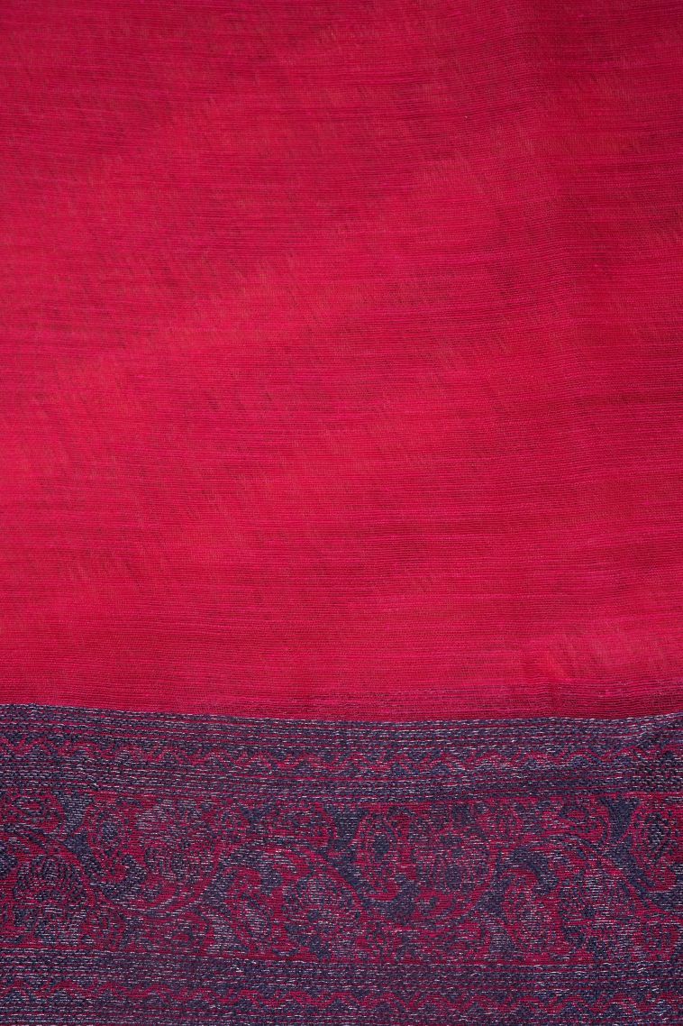 Rose  Red Tussar Saree with Bronze Zari Buttis (small Dots Or Motifs) view 3