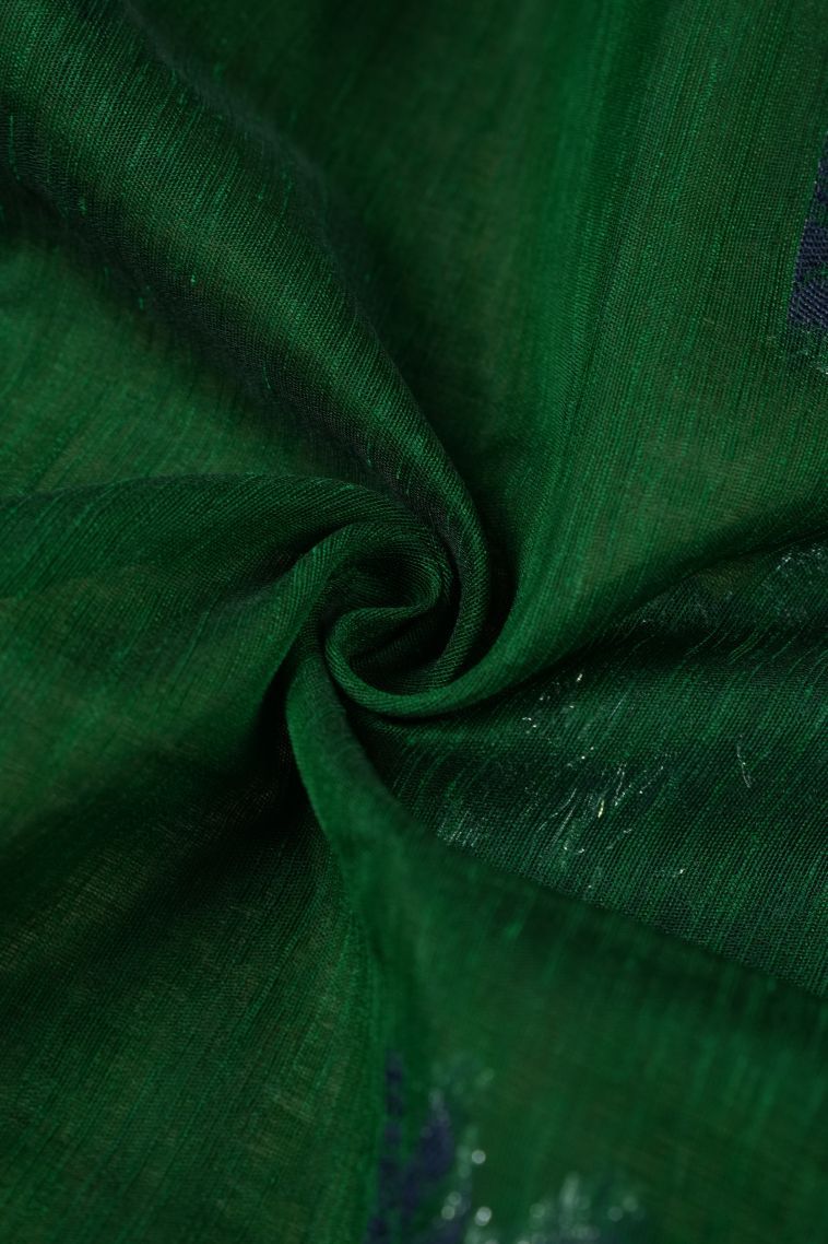 Basil Green Tussar Saree with Bronze Zari Buttis (small Dots Or Motifs) view 4