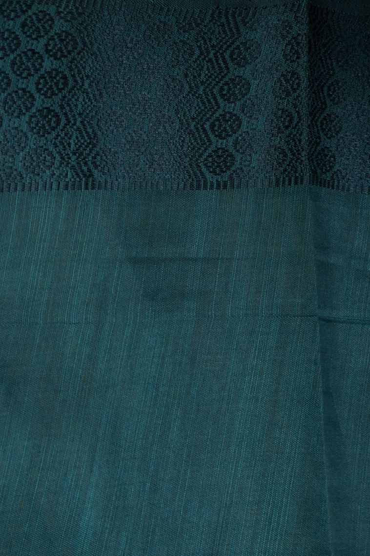 Ocean Blue Chanderi Cotton Sarees with Without Zari Zari Floral Patterns view 3