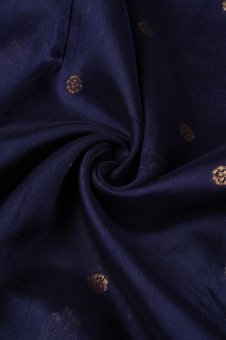 Berry Blue Banaras Sarees with Gold Zari Buttis (small Dots Or Motifs) view 4