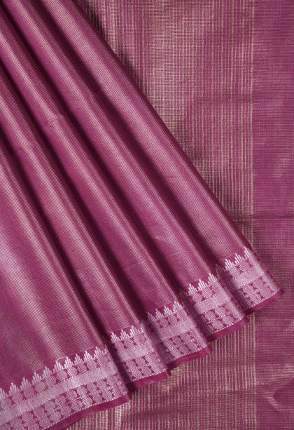 Lilac Purple Tussar Saree with Without Zari Zari Plain