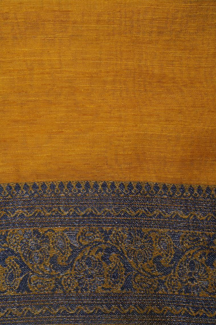 Gold Tussar Saree with Bronze Zari Buttis (small Dots Or Motifs) view 3