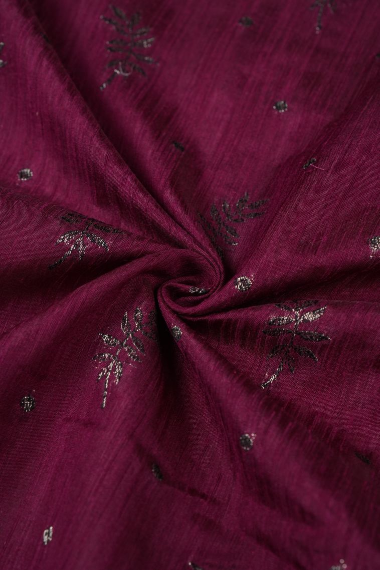 Magenta Purple Tussar Saree with Bronze Zari Buttis (small Dots Or Motifs) view 4