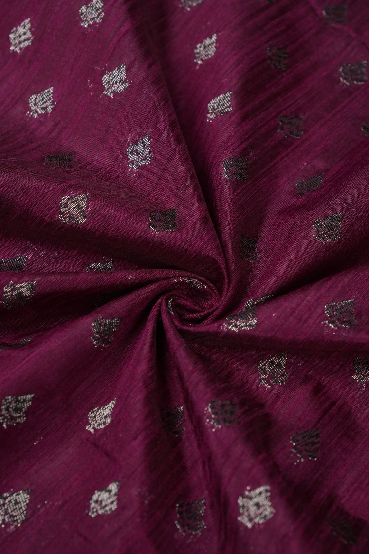 Bosenberry Purple Tussar Saree with Bronze Zari Buttis (small Dots Or Motifs) view 4