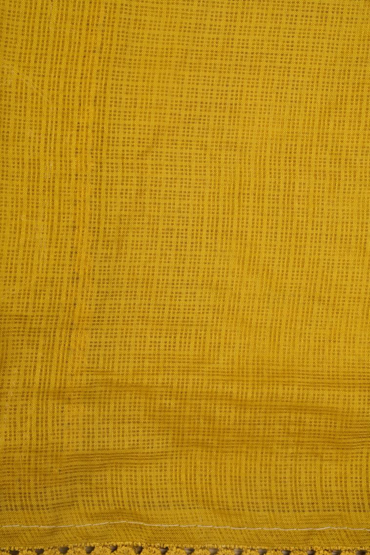 Lemon Yellow Organza Saree with Without Zari Zari Floral Patterns view 3