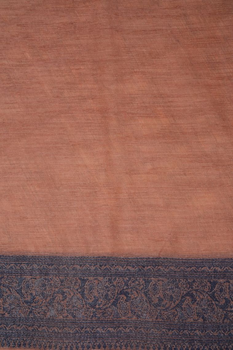 Peach Pink Tussar Saree with Bronze Zari Buttis (small Dots Or Motifs) view 3