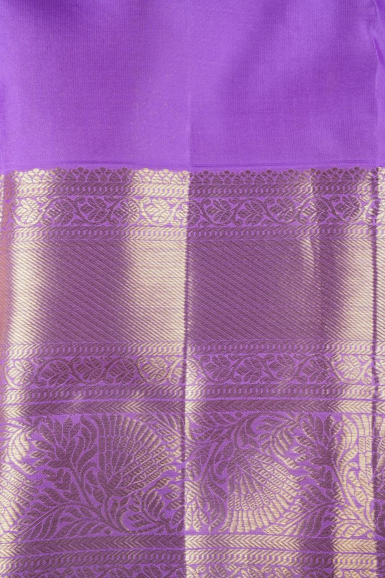 Arctic Blue Kanchipuram Silk Sarees with Silver Zari Floral Patterns view 3