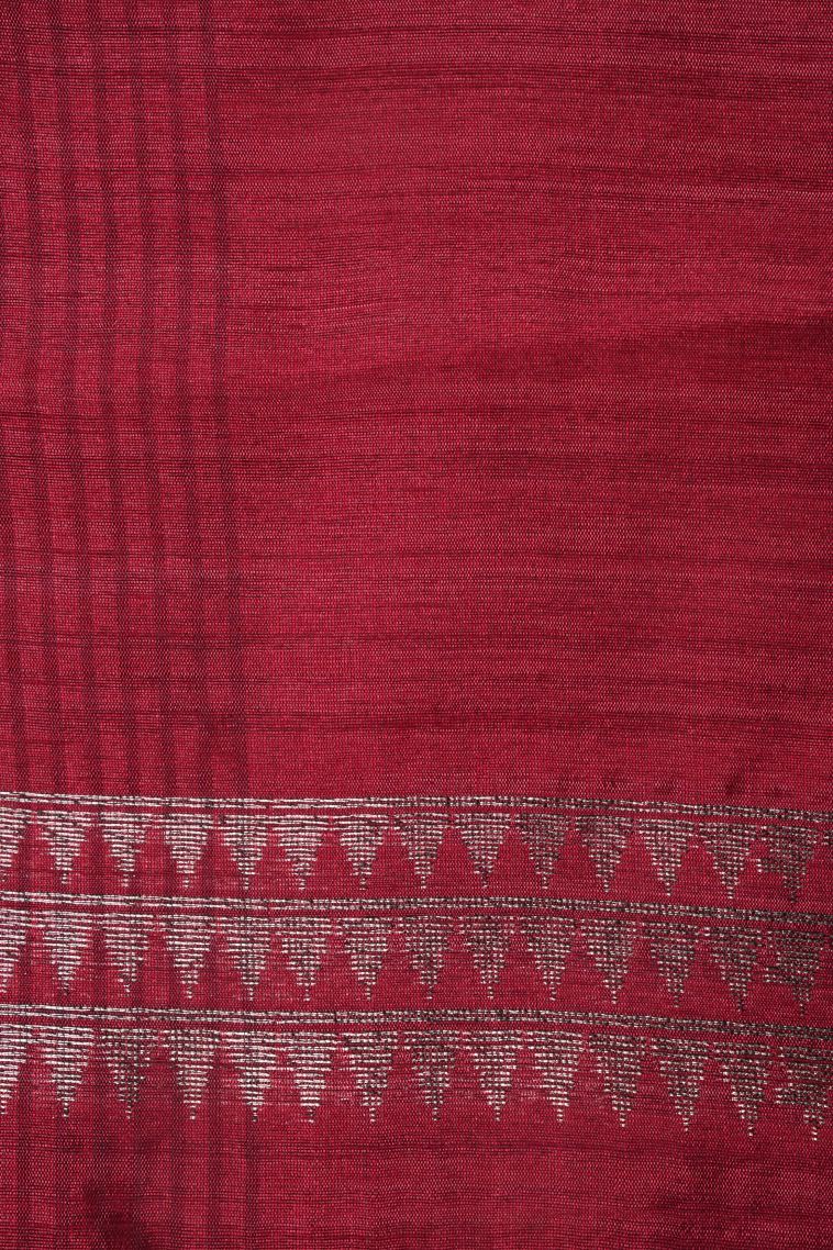 Mahogany Red Jute Sarees with Copper Zari Buttis (small Dots Or Motifs) view 3
