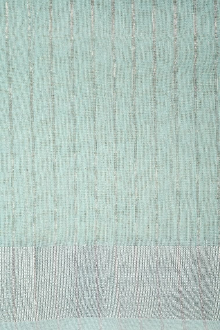 Arctic Blue Organza Saree with Without Zari Zari Floral Patterns view 3