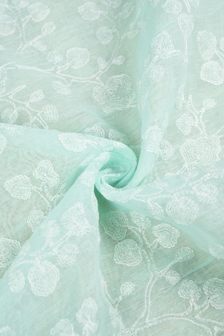 Arctic Blue Organza Saree with Without Zari Zari Floral Patterns view 4