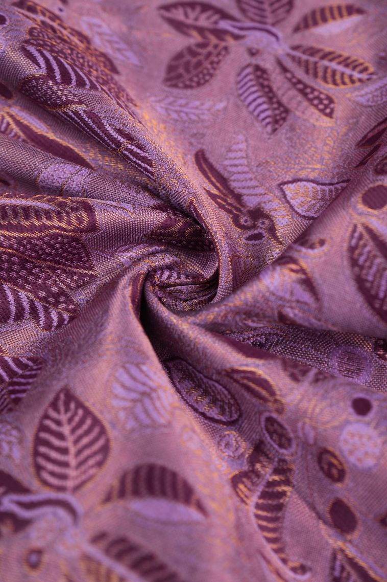 Magenta Purple Visiri Madippu Silk Sarees with Copper Zari Floral Patterns view 4