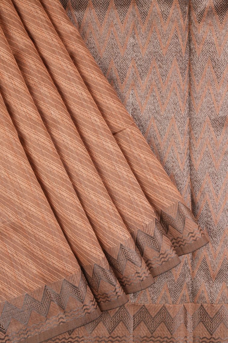 Mauve Tussar Saree with Without Zari Zari Stripes view 1